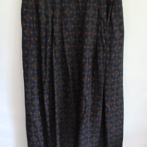 VTG Pendleton navy blue medallion rayon pleated midi skirt *Sz 12* - Picture 1 of 4